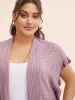 Plain Textured Patchwork Ruffle Trim Cardigan sold by Bloomchic
