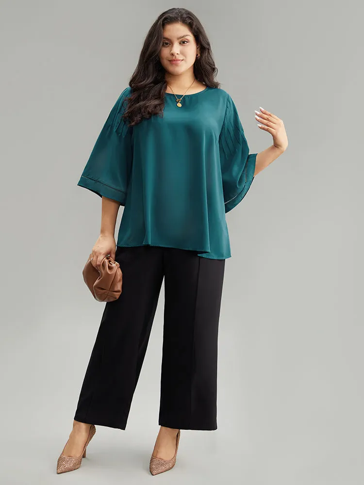 Anti-Wrinkle Pleated Detail Flounce Sleeve Blouse sold by Bloomchic product image thumbnail 4