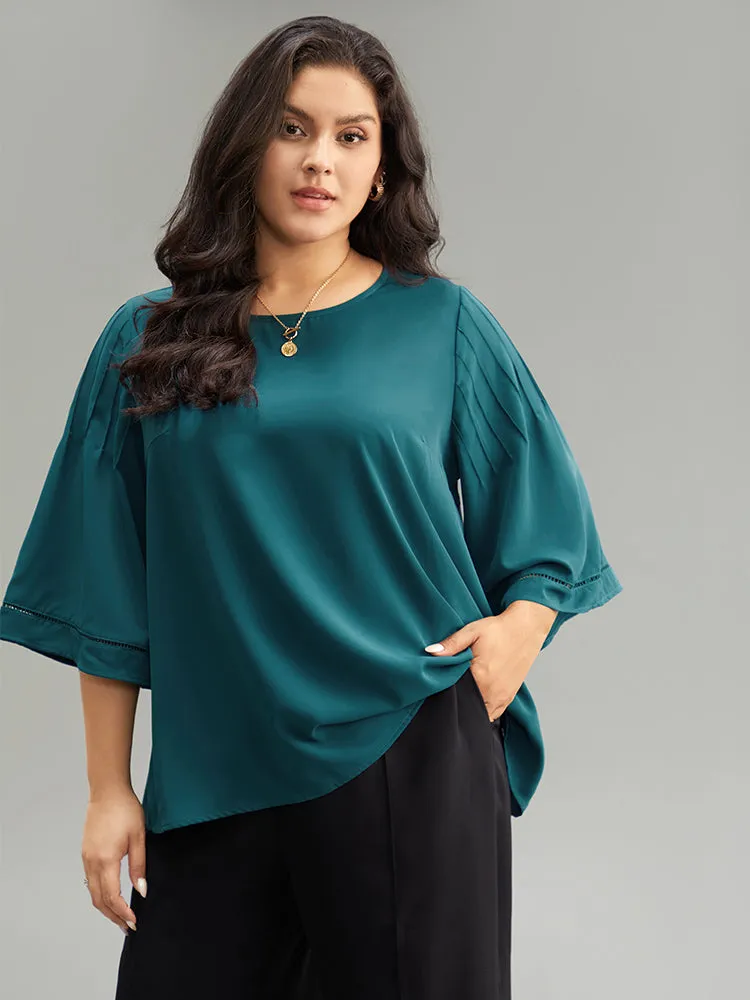 Anti-Wrinkle Pleated Detail Flounce Sleeve Blouse sold by Bloomchic