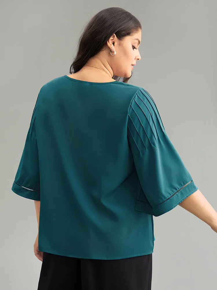 Anti-Wrinkle Pleated Detail Flounce Sleeve Blouse sold by Bloomchic product image thumbnail 5