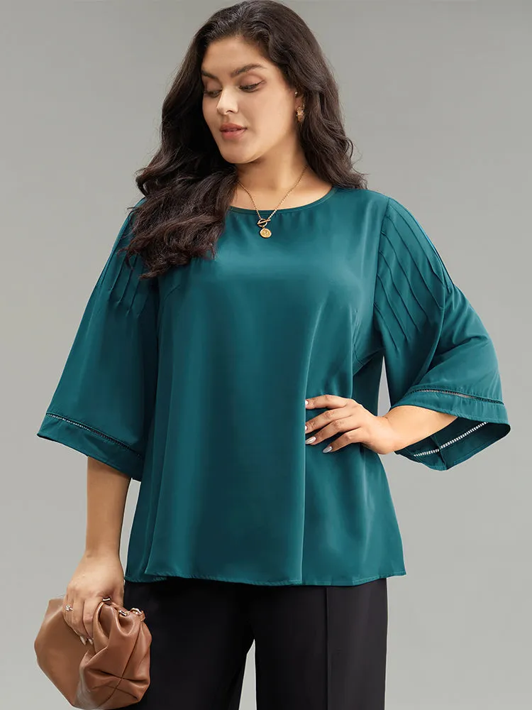 Anti-Wrinkle Pleated Detail Flounce Sleeve Blouse sold by Bloomchic product image thumbnail 2