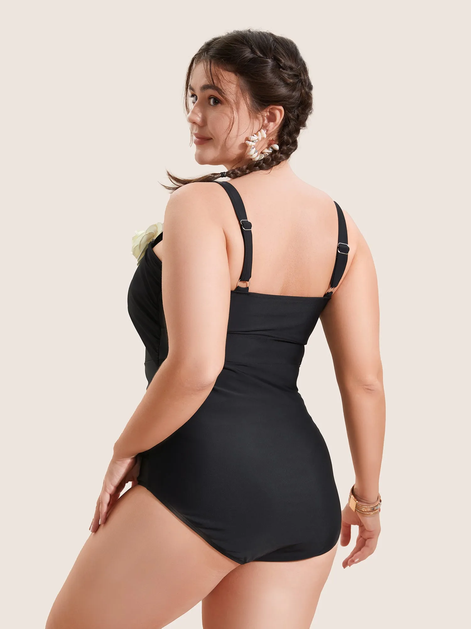Stereo Flower Asymmetrical Ruched One Piece Swimsuit sold by Bloomchic product image thumbnail 2