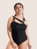 Stereo Flower Asymmetrical Ruched One Piece Swimsuit sold by Bloomchic