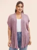 Plain Textured Patchwork Ruffle Trim Cardigan sold by Bloomchic