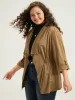 Asymmetrical Neck Drawstring Tab Sleeve Coat sold by Bloomchic