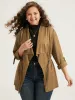 Asymmetrical Neck Drawstring Tab Sleeve Coat sold by Bloomchic