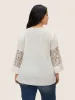 Crochet Lace Mesh Keyhole Pleated Blouse sold by Bloomchic