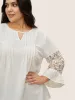 Crochet Lace Mesh Keyhole Pleated Blouse sold by Bloomchic