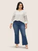 Crochet Lace Mesh Keyhole Pleated Blouse sold by Bloomchic