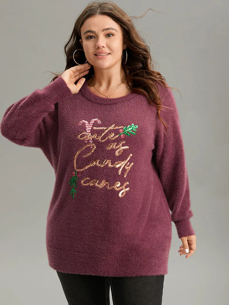 Christmas Sequin Embroidered Fluffy Pullover sold by Bloomchic product image thumbnail 3