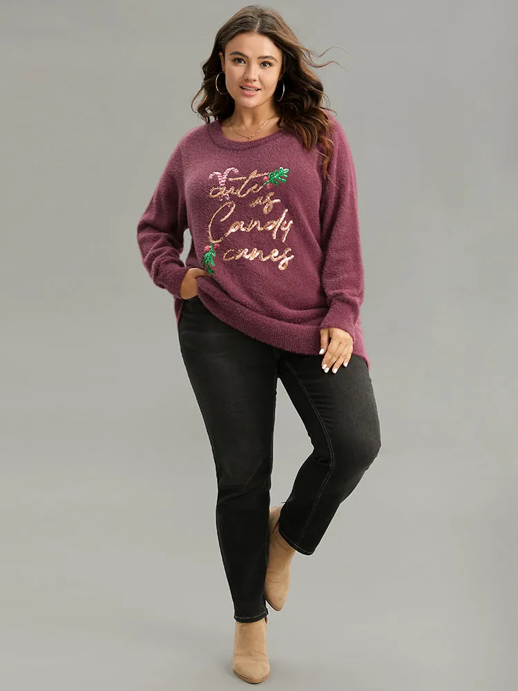 Christmas Sequin Embroidered Fluffy Pullover sold by Bloomchic product image thumbnail 4
