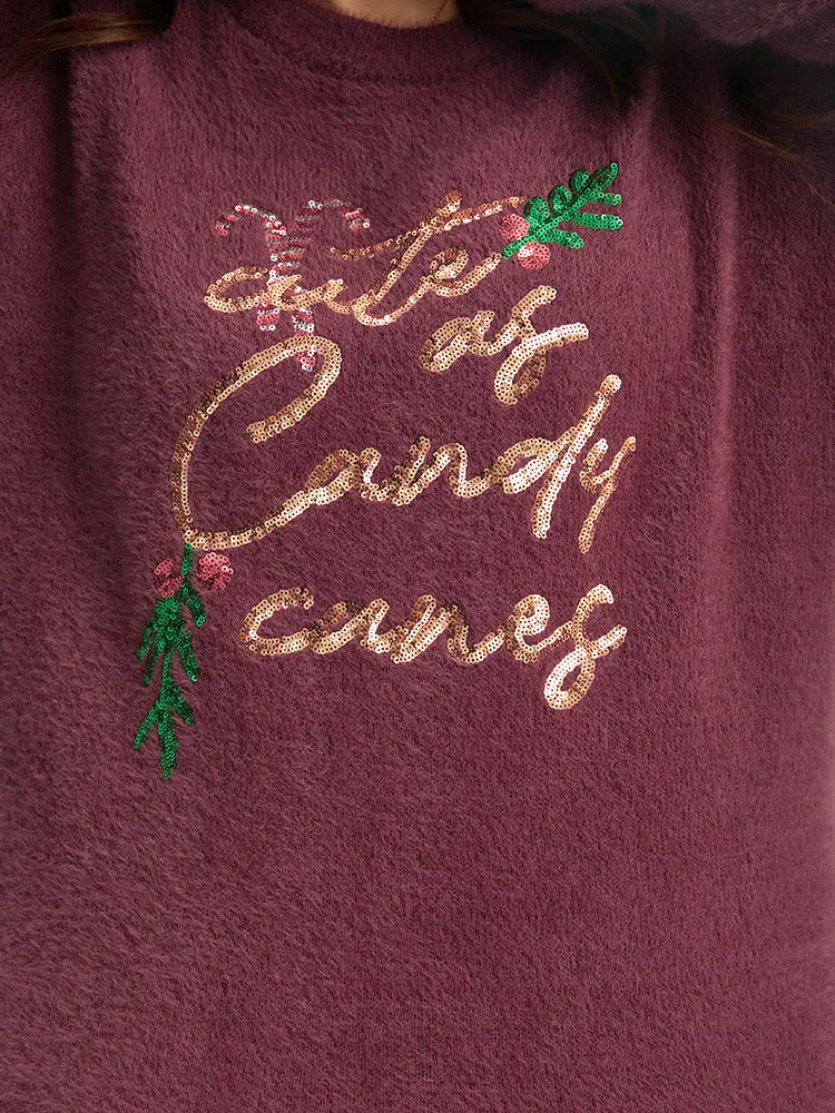 Christmas Sequin Embroidered Fluffy Pullover sold by Bloomchic product image thumbnail 5