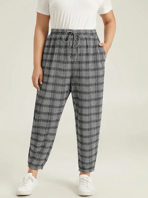 Houndstooth Ties Elastic Waist Sweatpants sold by Bloomchic