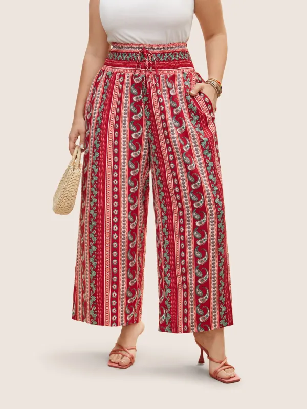 Bandana Print Wideband Waist Wide Leg Pants sold by Bloomchic