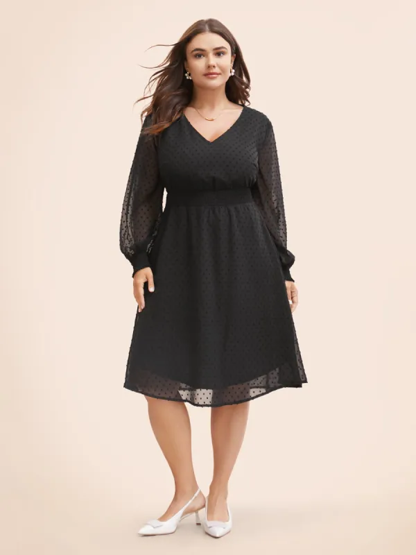 Polka Dot Pocket Mesh Shirred Dress sold by Bloomchic