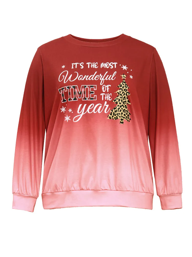 Christmas Ombre Leopard Round Neck Sweatshirt sold by Bloomchic product image thumbnail 5
