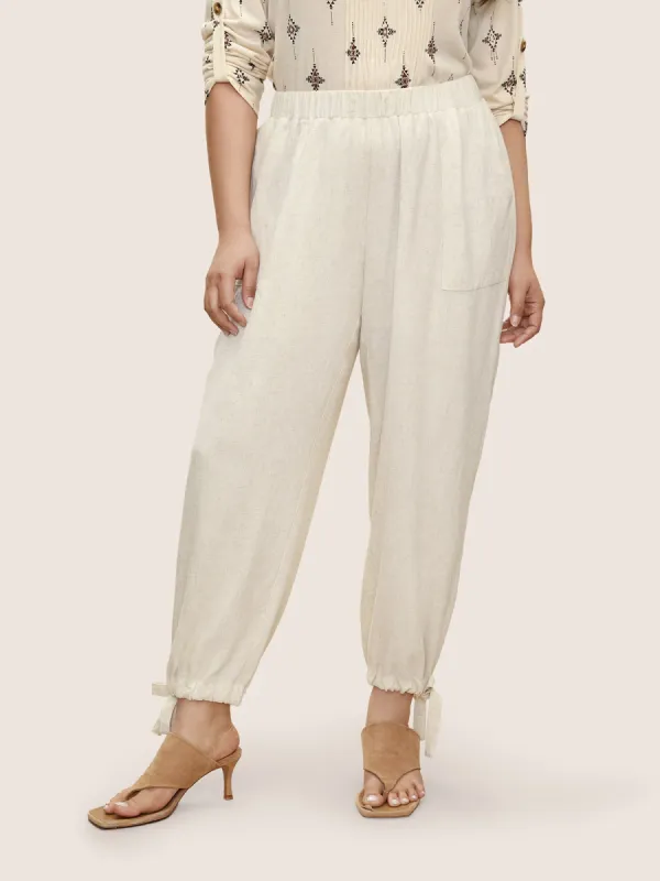 Solid Elastic Waist Ties Harem Pants sold by Bloomchic