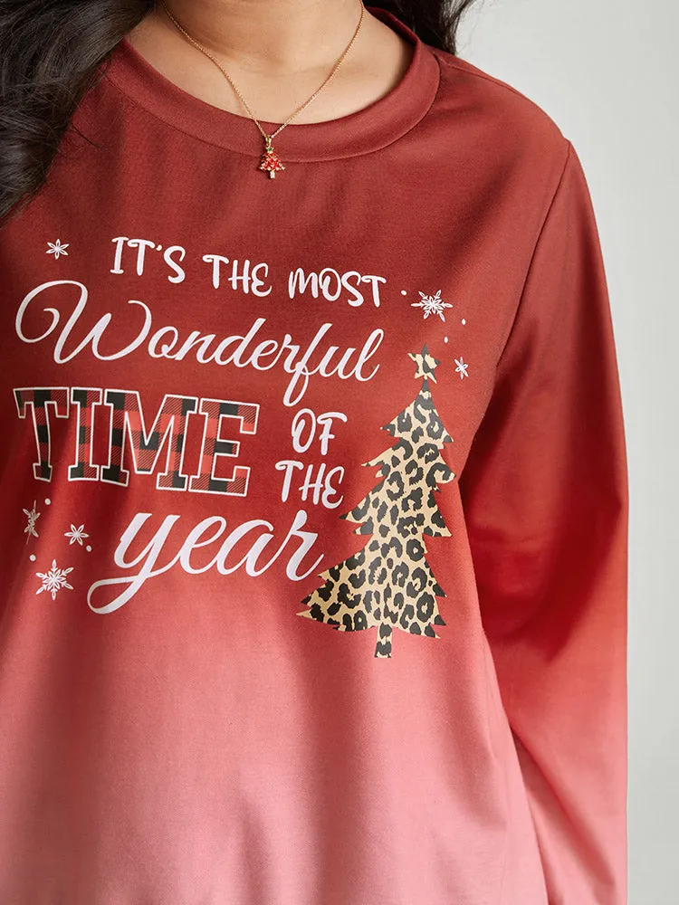 Christmas Ombre Leopard Round Neck Sweatshirt sold by Bloomchic product image thumbnail 4