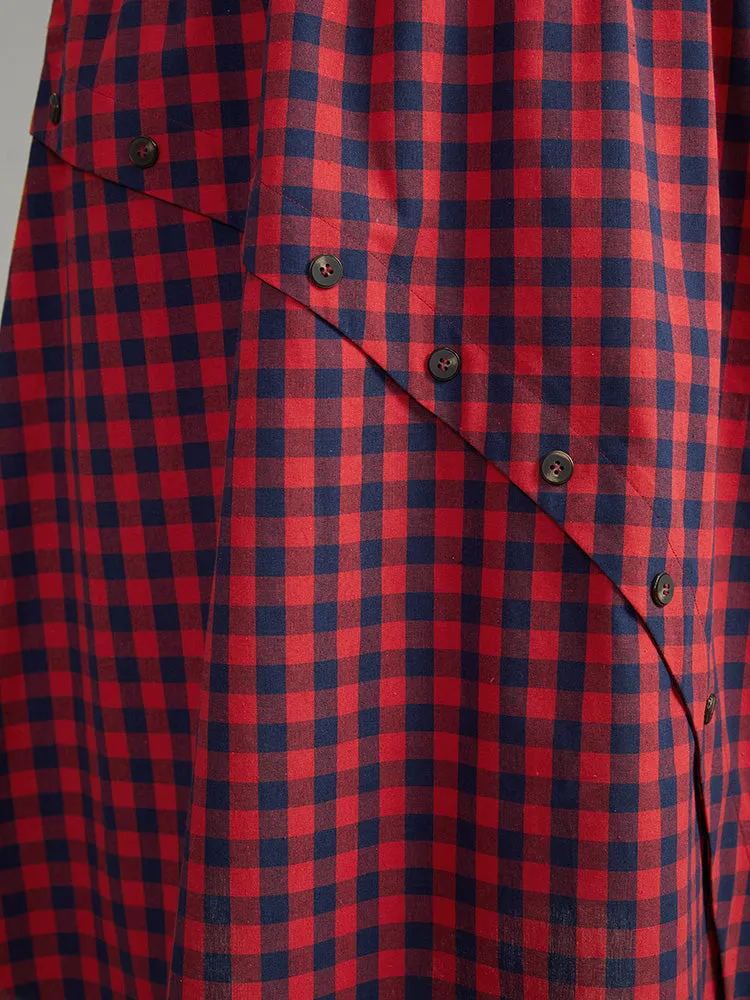 Gingham Pocket Elastic Waist Button Detail Skirt sold by Bloomchic product image thumbnail 5