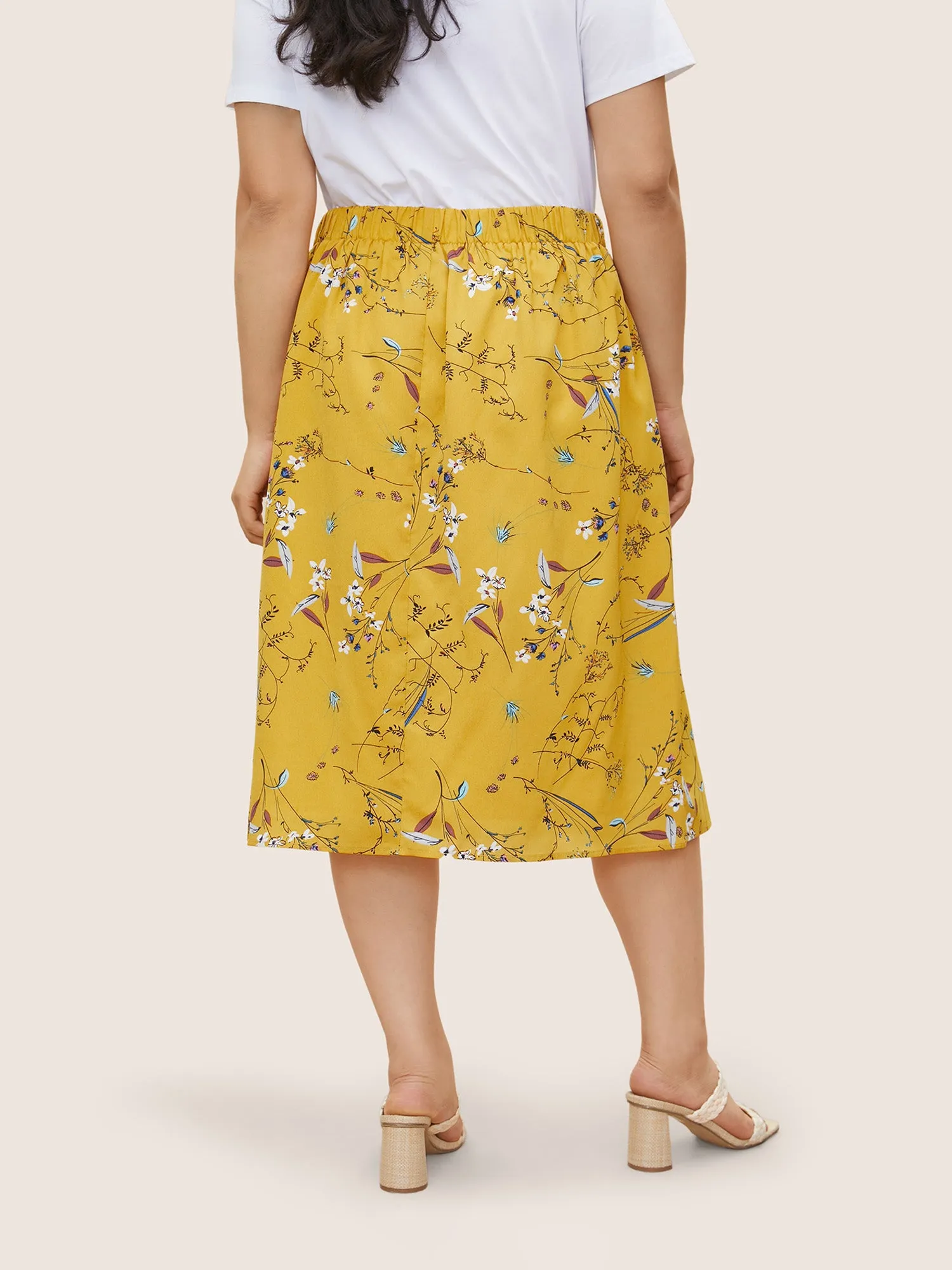 Plants Print Pocket Elastic Waist Cropped Skirt sold by Bloomchic product image thumbnail 4