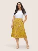 Plants Print Pocket Elastic Waist Cropped Skirt sold by Bloomchic