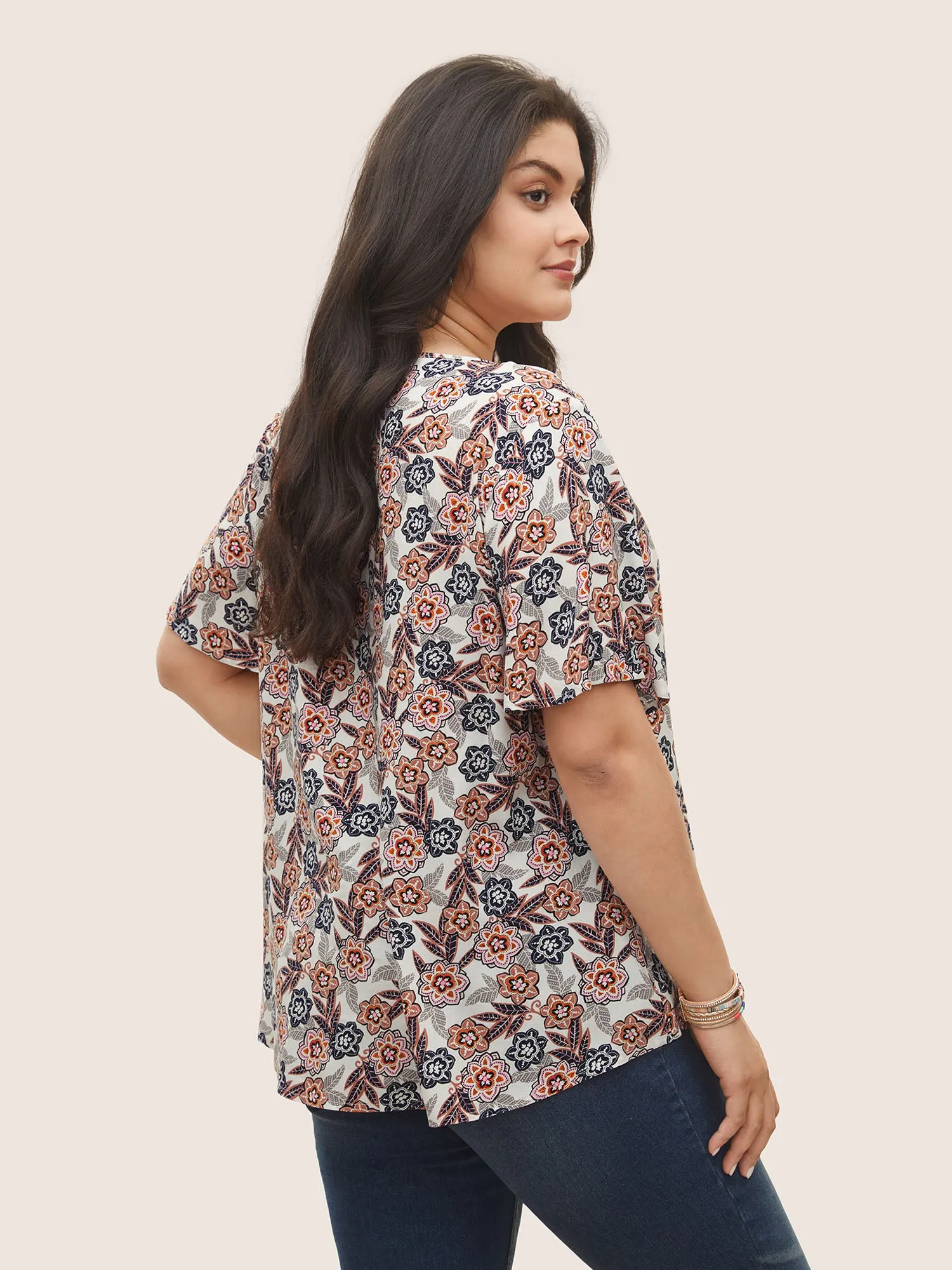 Boho Print Button Detail Ties Blouse sold by Bloomchic product image thumbnail 5