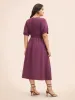 Plain V Neck Shirred Puff Sleeve Dress sold by Bloomchic