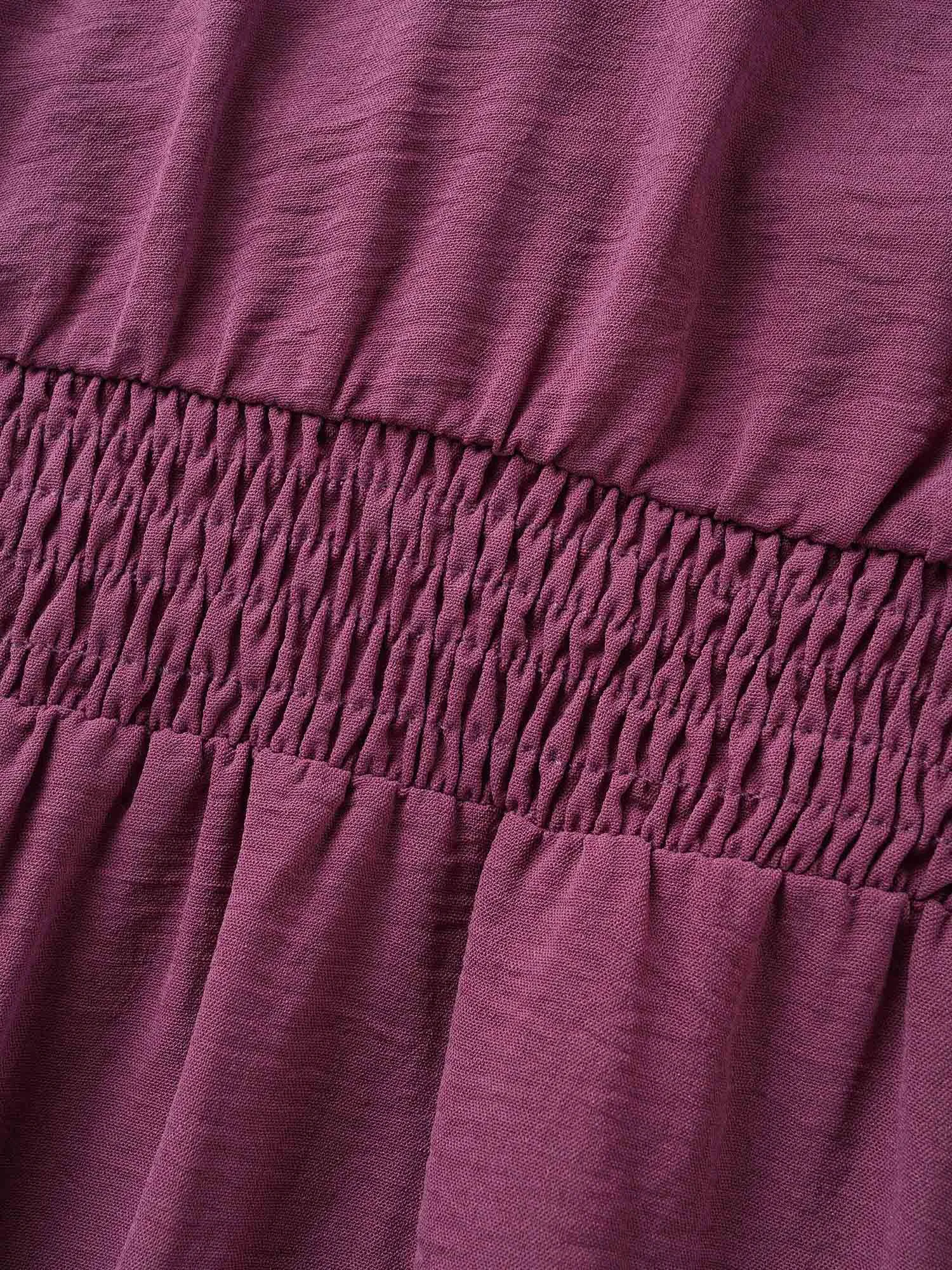 Plain V Neck Shirred Puff Sleeve Dress sold by Bloomchic product image thumbnail 5