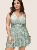 Ditsy Floral Halter Ruched Adjustable Straps Swim Dress sold by Bloomchic