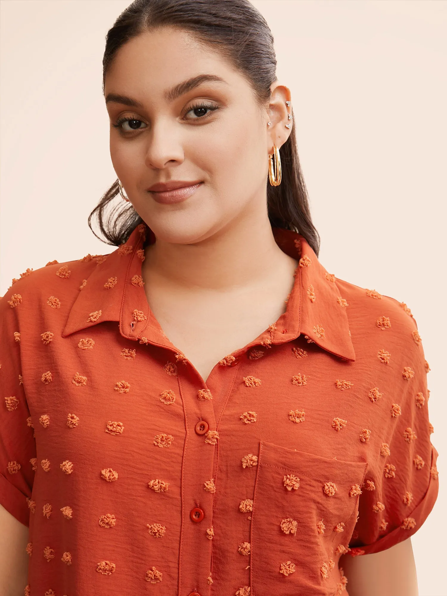 Jacquard Patch Pocket Dolman Sleeve Blouse sold by Bloomchic product image thumbnail 3