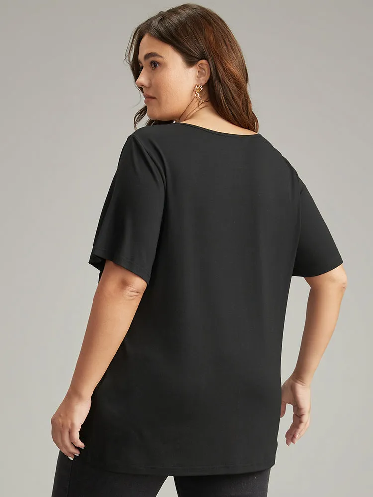 Halloween Skull Print Keyhole T-shirt sold by Bloomchic product image thumbnail 5