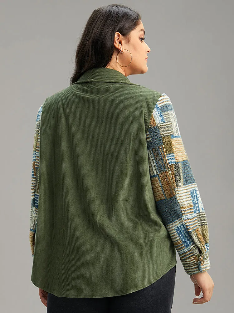 Textured Contrast Patchwork Button Through Jacket sold by Bloomchic product image thumbnail 3