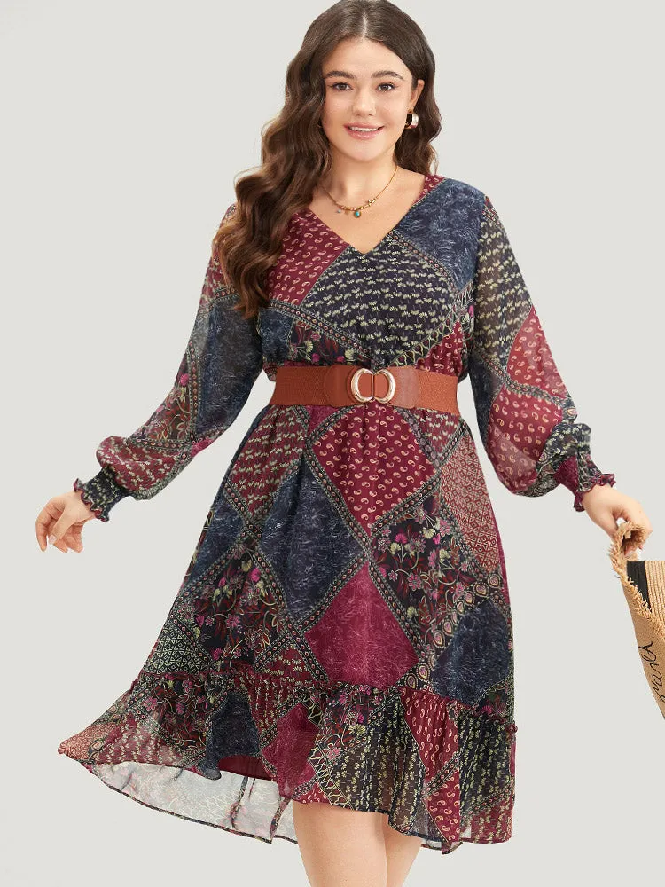 Bandana Print Shirred Flutter Hem Dress sold by Bloomchic product image thumbnail 3