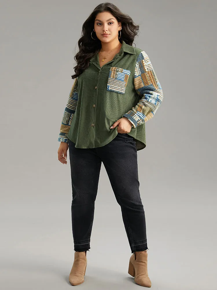 Textured Contrast Patchwork Button Through Jacket sold by Bloomchic product image thumbnail 4