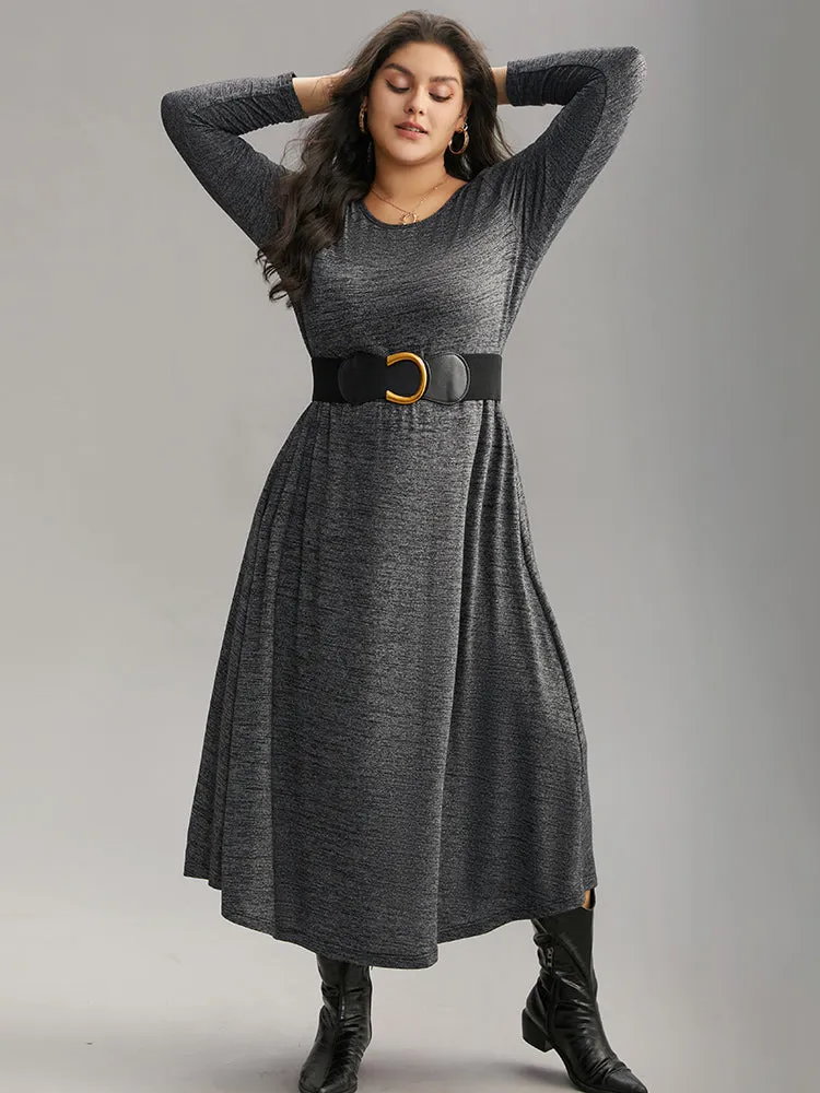 Plain Heather Metal Buckle Detail Dress With Belt sold by Bloomchic product image thumbnail 4