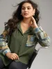 Textured Contrast Patchwork Button Through Jacket sold by Bloomchic