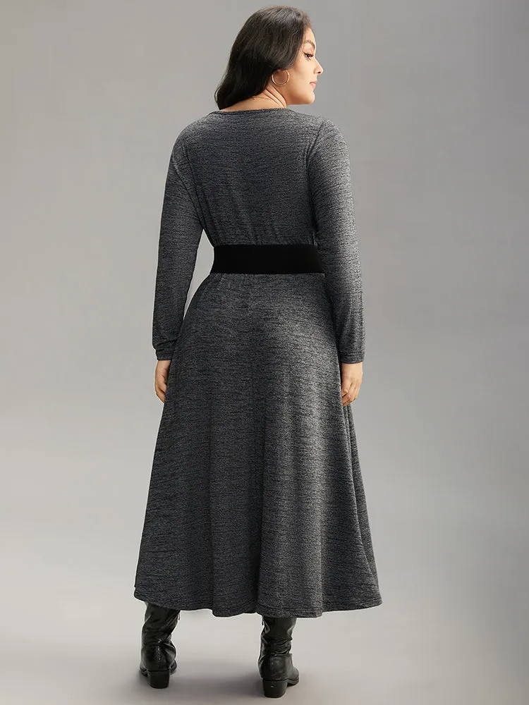 Plain Heather Metal Buckle Detail Dress With Belt sold by Bloomchic product image thumbnail 3