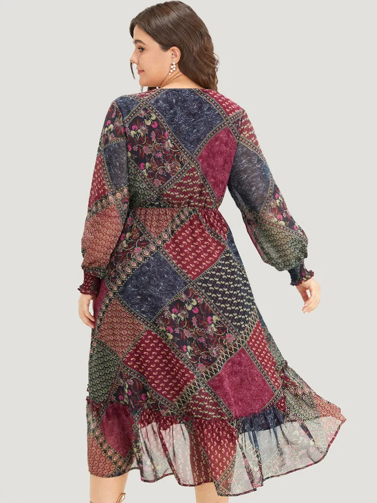 Bandana Print Shirred Flutter Hem Dress sold by Bloomchic product image thumbnail 2