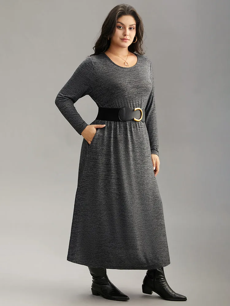 Plain Heather Metal Buckle Detail Dress With Belt sold by Bloomchic product image thumbnail 5
