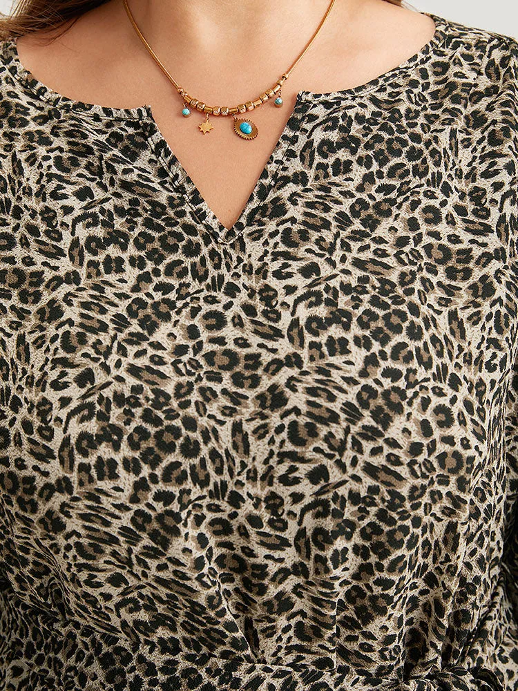 Leopard Print Belted Notched Pocket Dress sold by Bloomchic product image thumbnail 5