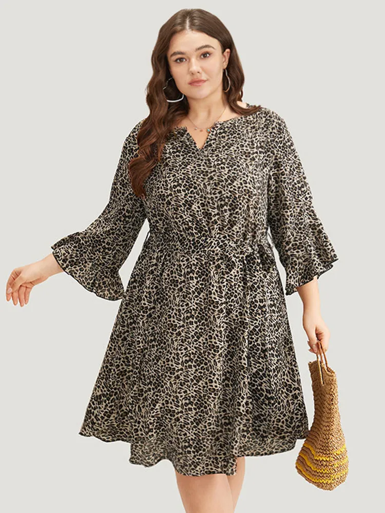 Leopard Print Belted Notched Pocket Dress sold by Bloomchic product image thumbnail 2