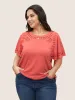 Solid Broderie Anglaise Flutter Sleeve T-shirt sold by Bloomchic