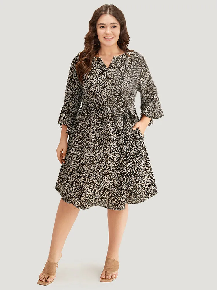 Leopard Print Belted Notched Pocket Dress sold by Bloomchic product image thumbnail 3