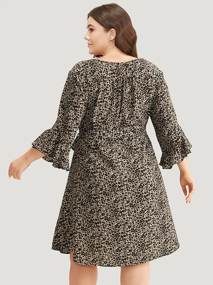 Leopard Print Belted Notched Pocket Dress sold by Bloomchic product image thumbnail 4