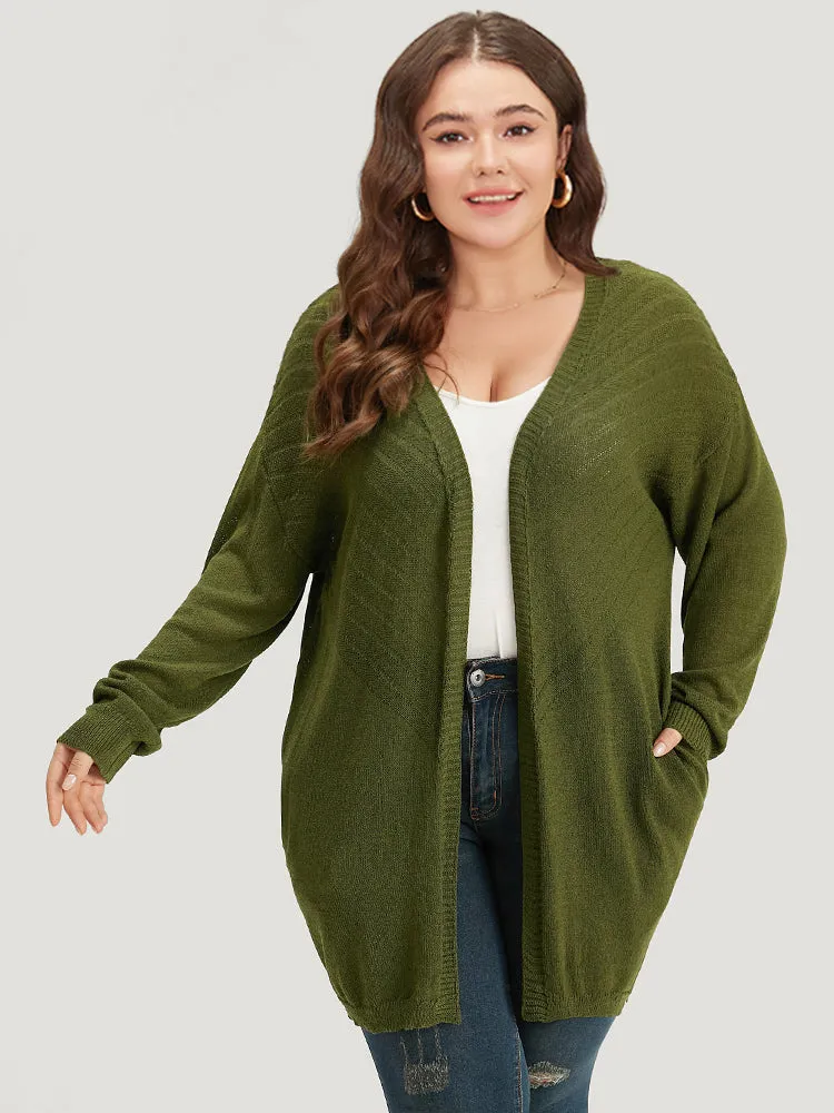 Plain Pocket Open Front Cardigan sold by Bloomchic
