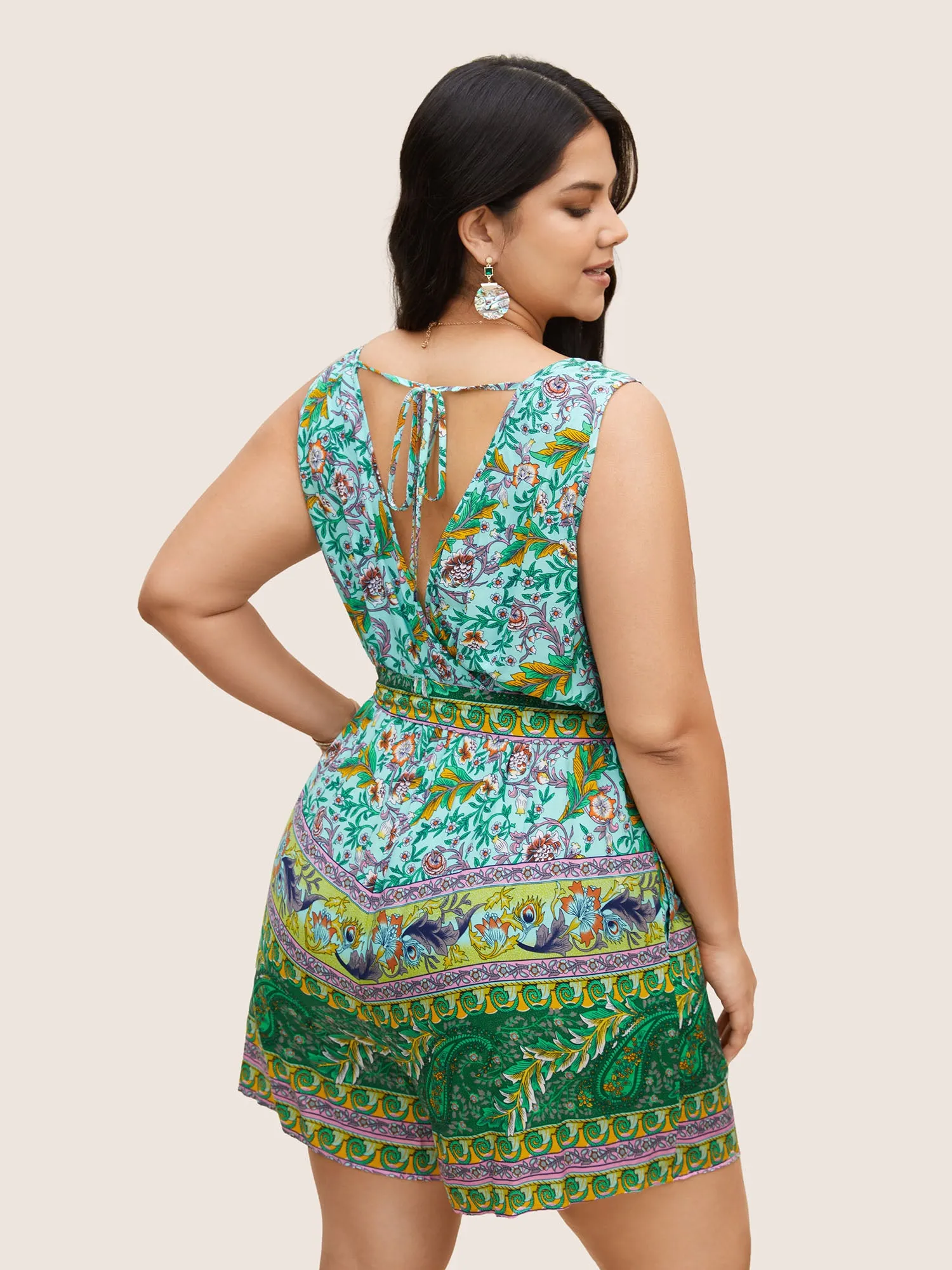 Bandana Print Wrap Belted Ties Romper sold by Bloomchic product image thumbnail 4