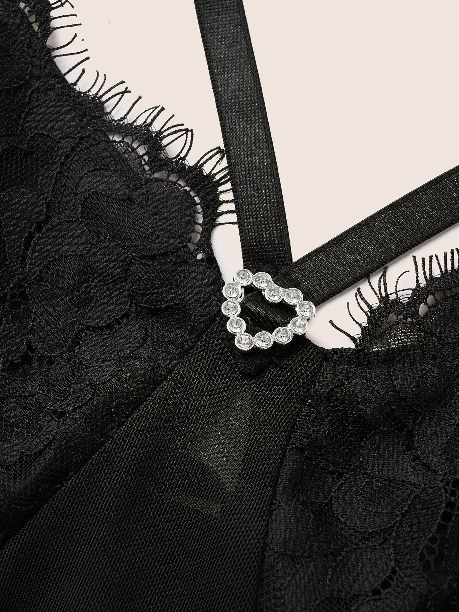 Heart Rhinestone Crisscross Split Hem Sleep Jumpsuit sold by Bloomchic product image thumbnail 5