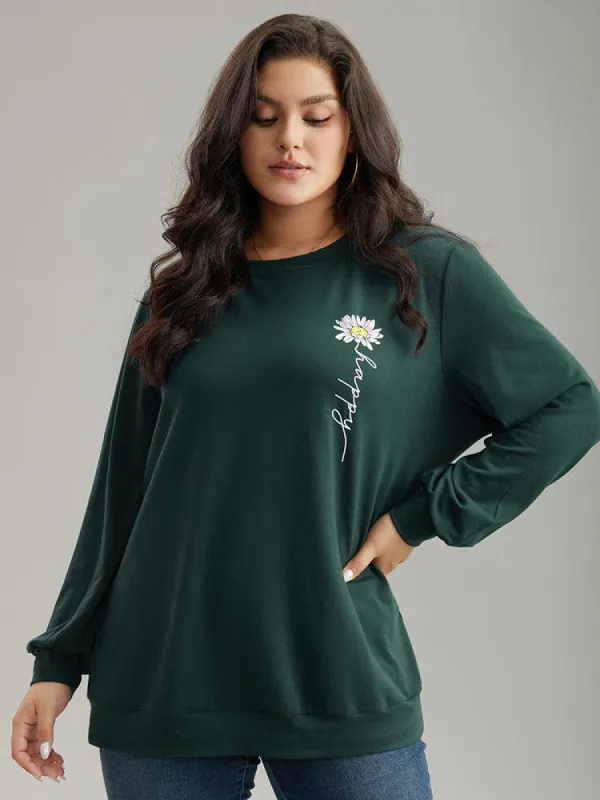 Floral Print Round Neck Sweatshirt sold by Bloomchic