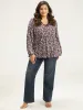 Lace Panel Lantern Sleeve Elastic Waist T-shirt sold by Bloomchic