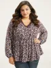 Lace Panel Lantern Sleeve Elastic Waist T-shirt sold by Bloomchic